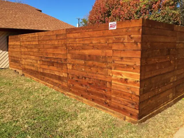 horizontal red cedar fence