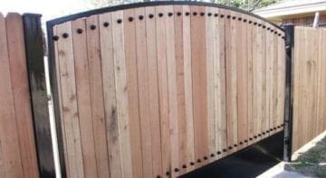 Driveway Wooden Gate with Iron Frame