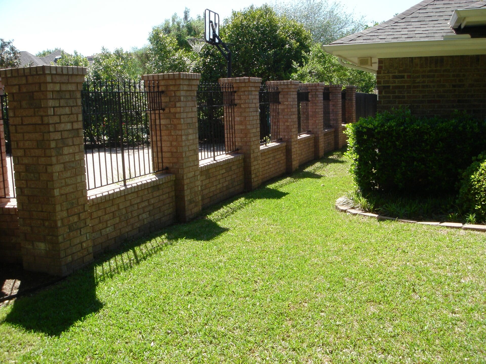 Brick Iron Fence Side Yard