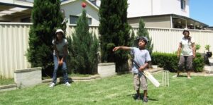 Kids playing in the backyard