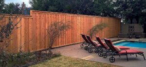 Wood fence next to pool